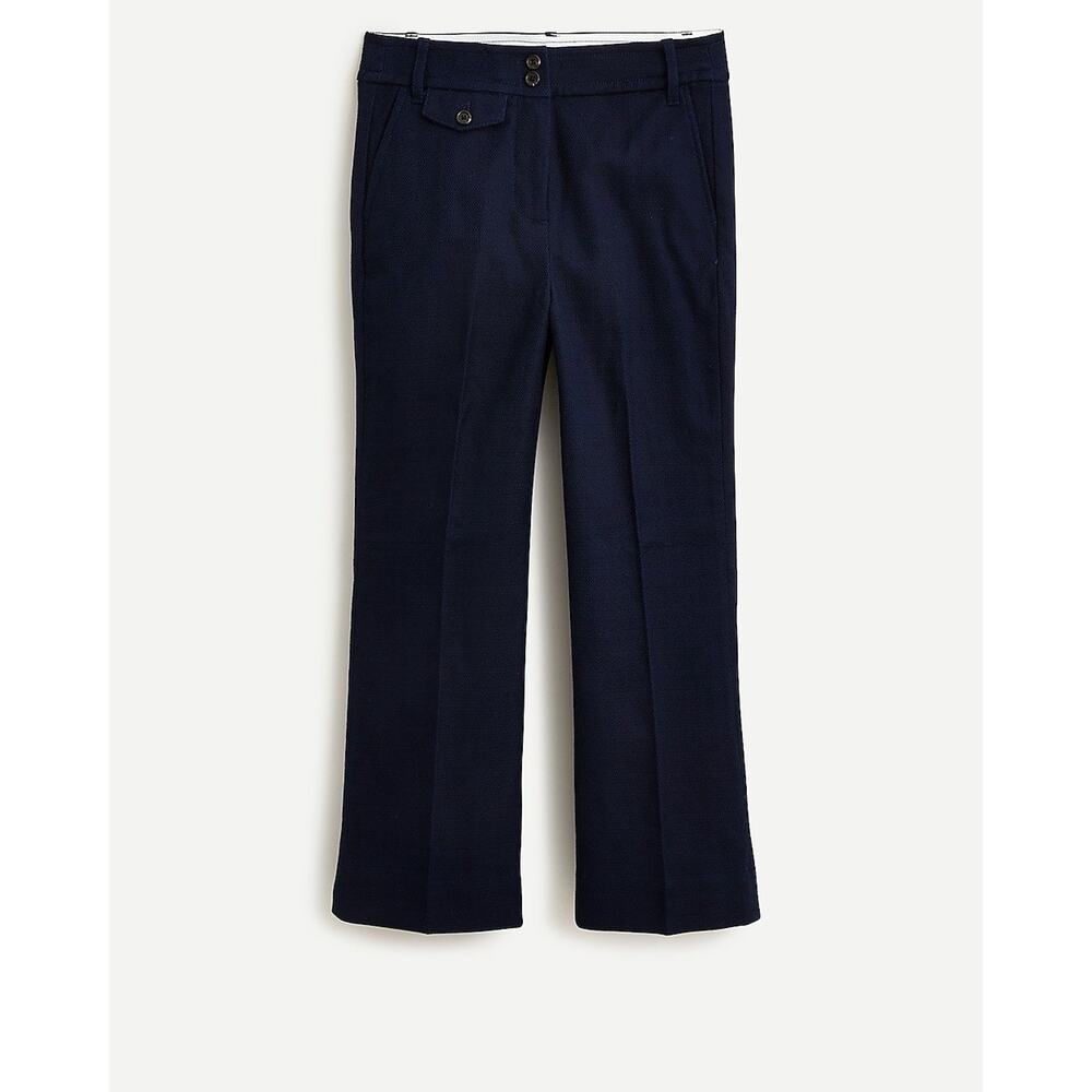 J. Crew Size 2 Kickout Crop Pants High Waisted Grasscloth Cotton Navy Blue AN015